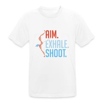 Visez le tir d’expiration. Tir à l’arc sur cible Bow & Arrows - T-shirt respirant Homme - blanc - Devant - AI Model Male 185 dark (185cm)