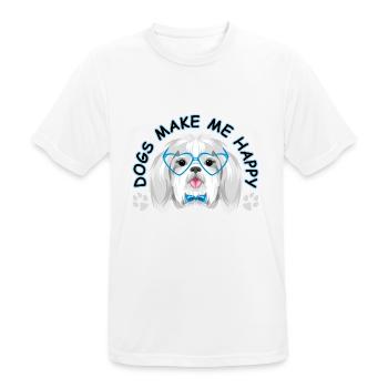 Les chiens me rendent heureux - T-shirt respirant Homme - blanc - Devant - AI Model Male 185 dark (185cm)
