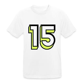 15. 15 JAHRE. 15-JÄHRIGES JUBILÄUM. GEBURTSTAG 15 JAHRE. - Männer T-Shirt atmungsaktiv - Weiß - Vorne - AI Model Male 185 dark (185cm)