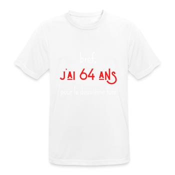 bref j'ai un 64 ans pour la deuxième fois - T-shirt respirant Homme - blanc - Devant - AI Model Male 185 dark (185cm)