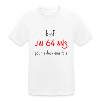 bref j'ai un 64 ans pour la deuxième fois - T-shirt respirant Homme - blanc - Devant - AI Model Male 185 dark (185cm)