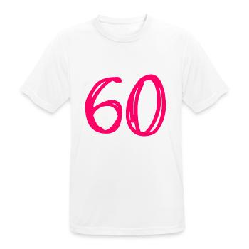 60 YEARS. 60TH ANNIVERSARY. BIRTHDAY 60 YEARS. 60 - Men's Breathable T-Shirt - white - Front - AI Model Male 185 dark (185cm)