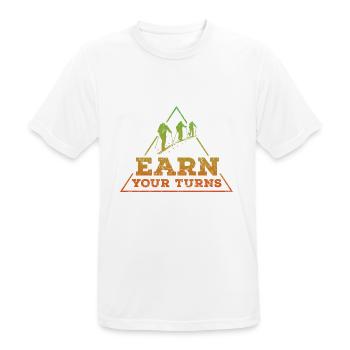 Earn your turns Tour reggae - Männer T-Shirt atmungsaktiv - Weiß - Vorne - AI Model Male 185 dark (185cm)
