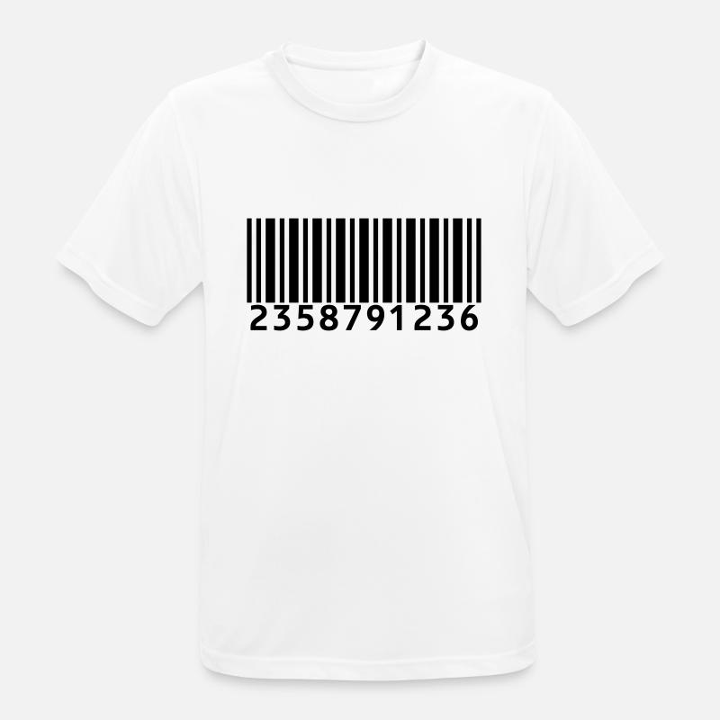 Print EAN Code - Männer T-Shirt atmungsaktiv - Weiß