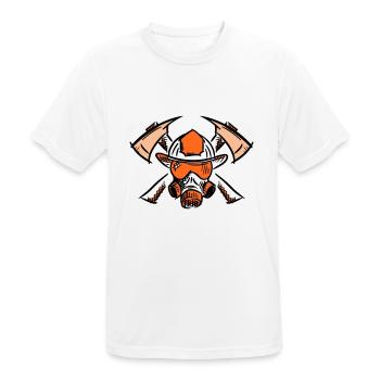 Logo du pompier. Haches de casque de pompier. - T-shirt respirant Homme - blanc - Devant - AI Model Male 185 dark (185cm)