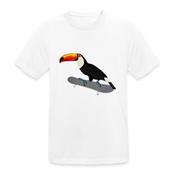 Toucan Skateboard Bird Skating Drôle d’animal - T-shirt respirant Homme - blanc - Devant - AI Model Male 185 dark (185cm)