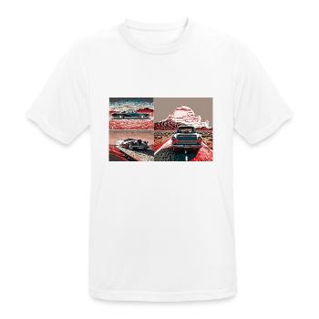 Retroautos auf dem Highway im Sonnenuntergang - Männer T-Shirt atmungsaktiv - Weiß - Vorne - AI Model Male 185 dark (185cm)