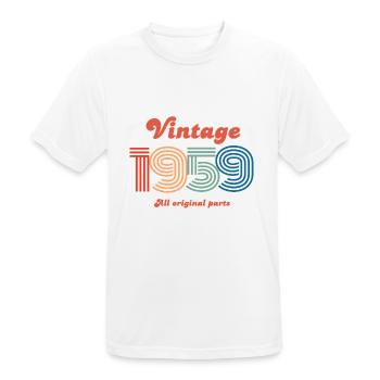Jahrgang 1959, alle Originalteile - Männer T-Shirt atmungsaktiv - Weiß - Vorne - AI Model Male 185 dark (185cm)