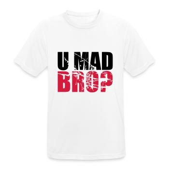 Logo U Mad BRO - Männer T-Shirt atmungsaktiv - Weiß - Vorne - AI Model Male 185 dark (185cm)