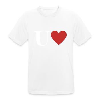 Buchstabe u rotes Herz - Männer T-Shirt atmungsaktiv - Weiß - Vorne - AI Model Male 185 dark (185cm)