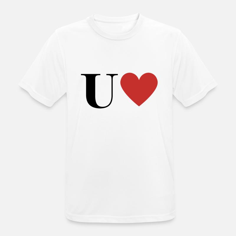 Buchstabe u rotes Herz - Männer T-Shirt atmungsaktiv - Weiß