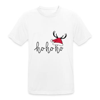 Slogan ho ho ho, Happy Christmas, Santa. - Men's Breathable T-Shirt - white - Front - AI Model Male 185 dark (185cm)