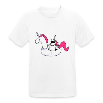 Einhorn im Schwimmeinhorn - Männer T-Shirt atmungsaktiv - Weiß - Vorne - AI Model Male 185 dark (185cm)