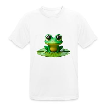 Cute Frog on a Lily Pad - Men's Breathable T-Shirt - white - Front - AI Model Male 185 dark (185cm)
