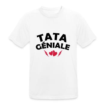 Tata géniale / t-shirt humour tata - T-shirt respirant Homme - blanc - Devant - AI Model Male 185 dark (185cm)