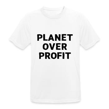 Planet over profit - Men's Breathable T-Shirt - white - Front - AI Model Male 185 dark (185cm)