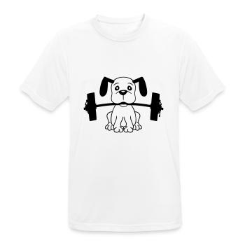 Dog Bodybuilder Strong Muscles Gym Weightlifting - Men's Breathable T-Shirt - white - Front - AI Model Male 185 dark (185cm)