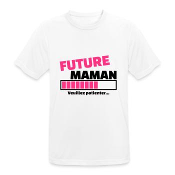 future maman veuillez patienter - T-shirt respirant Homme - blanc - Devant - AI Model Male 185 dark (185cm)