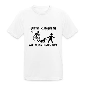 Bitte klingeln! Radfahrer-Hund - Männer T-Shirt atmungsaktiv - Weiß - Vorne - AI Model Male 185 dark (185cm)