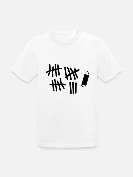 Striche - Stift - Männer T-Shirt atmungsaktiv - Weiß