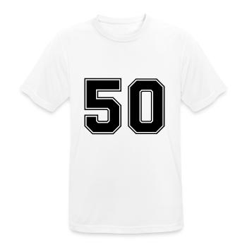 50 - Männer T-Shirt atmungsaktiv - Weiß - Vorne - AI Model Male 185 dark (185cm)