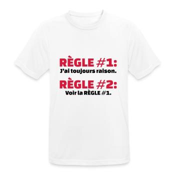 règle 1: j'ai toujours raison cadeau papa humour - T-shirt respirant Homme - blanc - Devant - AI Model Male 185 dark (185cm)
