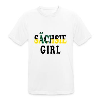 Sächsie Girl - Lustiger Denglish-Spruch - Männer T-Shirt atmungsaktiv - Weiß - Vorne - AI Model Male 185 dark (185cm)