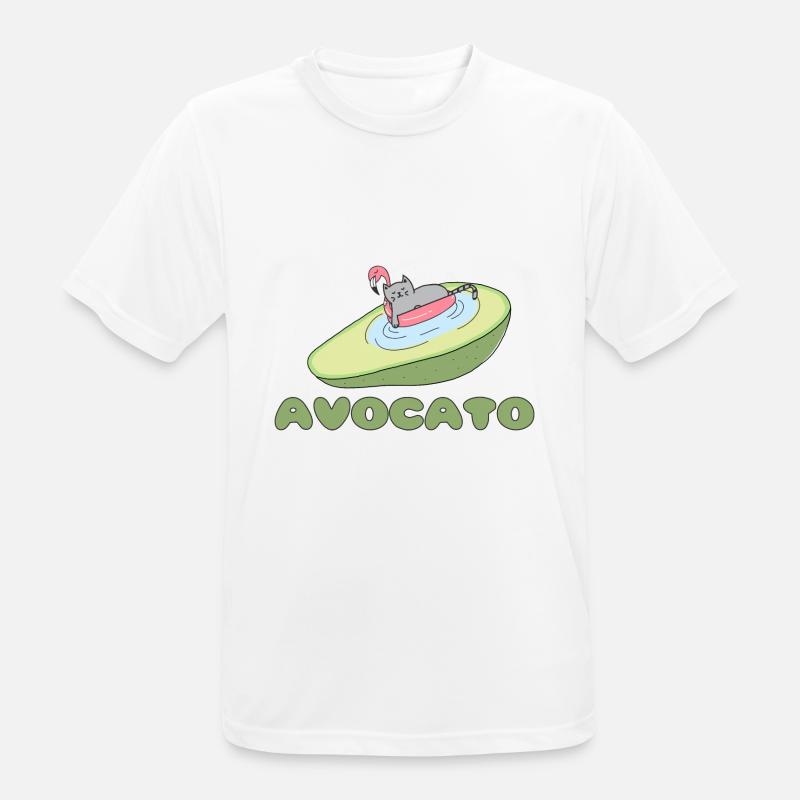 Avocato Cat Katze - Männer T-Shirt atmungsaktiv - Weiß