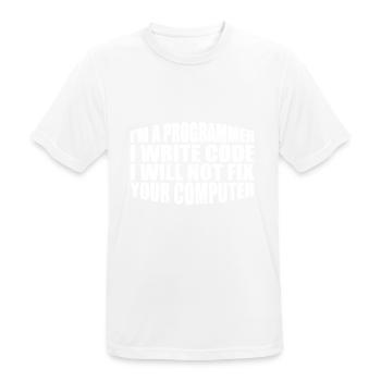 I'm A Programmer I Will Not Fix Your Computer 4 - Männer T-Shirt atmungsaktiv - Weiß - Vorne - AI Model Male 185 dark (185cm)