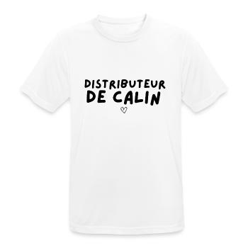 distributeur de calin - T-shirt respirant Homme - blanc - Devant - AI Model Male 185 dark (185cm)
