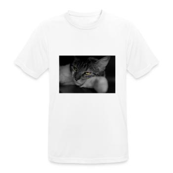 le chat au regard terrible - T-shirt respirant Homme - blanc - Devant - AI Model Male 185 dark (185cm)