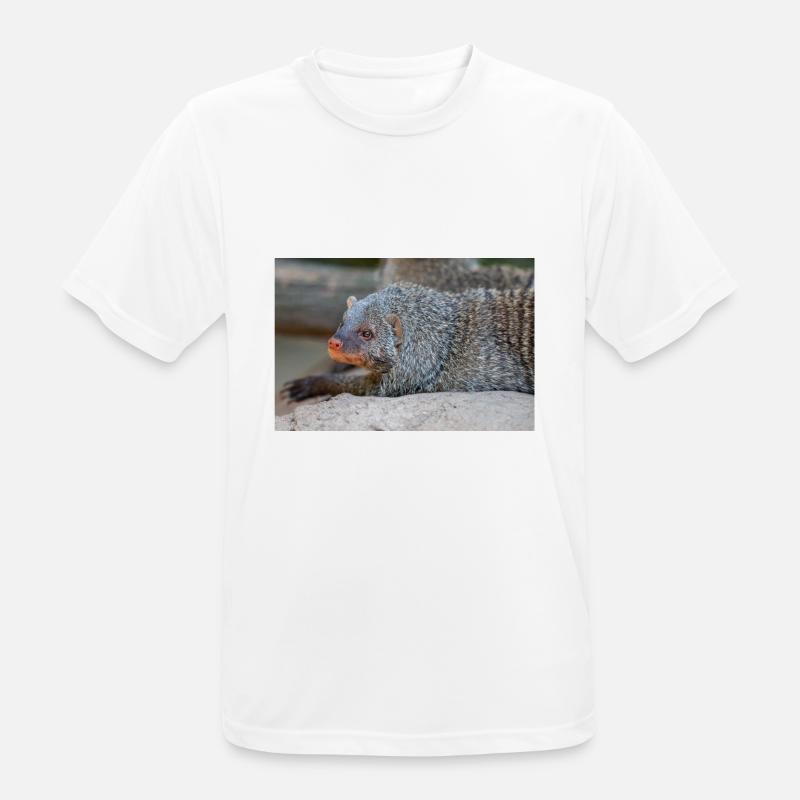 Gebänderte Manguste oder Zebramanguste Zebramanguste - Männer T-Shirt atmungsaktiv - Weiß