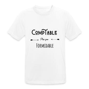 Comptable plus que formidable humour citation - T-shirt respirant Homme - blanc - Devant - AI Model Male 185 dark (185cm)