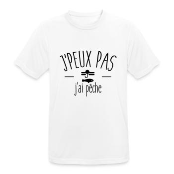 Je peux pas j ai pêche - T-shirt respirant Homme - blanc - Devant - AI Model Male 185 dark (185cm)