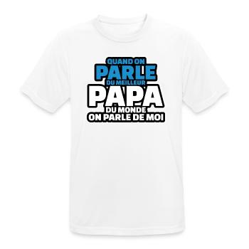 on parle du meilleur papa du monde on parle de moi - T-shirt respirant Homme - blanc - Devant - AI Model Male 185 dark (185cm)