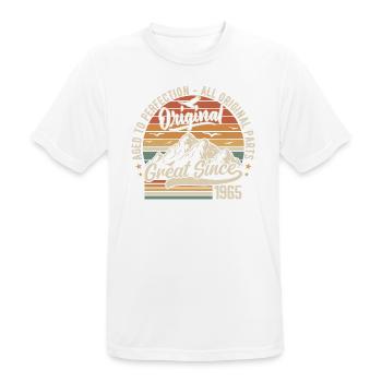 Vintage Born in 1965 | 60th Anniversary Gift 1965 - Men's Breathable T-Shirt - white - Front - AI Model Male 185 dark (185cm)