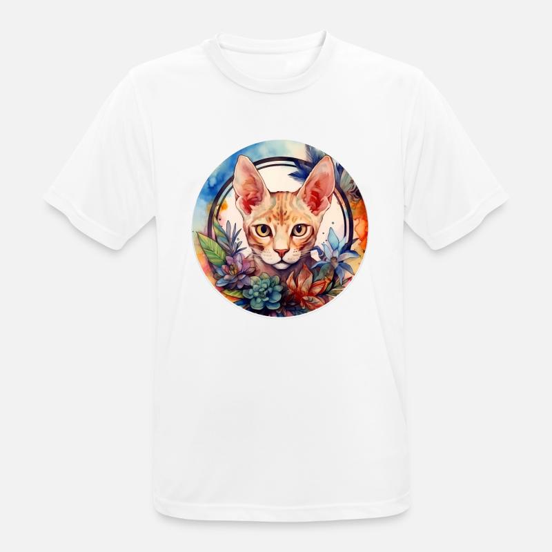 Devon Rex Katze Boho-Stil, Liebeskatzen - Männer T-Shirt atmungsaktiv - Weiß