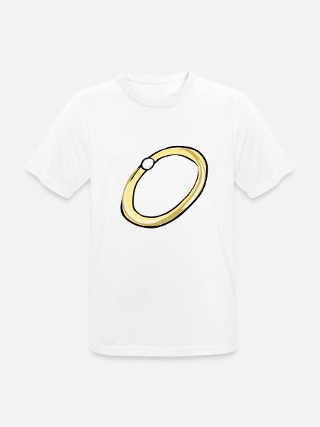 goldener Ring weißer Stein schmuck cartoon - Männer T-Shirt atmungsaktiv - Weiß