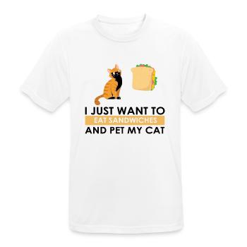 Sandwich and Cats Love Cat Lovers Gift - Men's Breathable T-Shirt - white - Front - AI Model Male 185 dark (185cm)