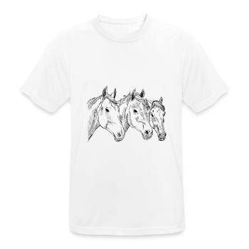 Hand-drawn horses heads, illustration, rider - Men's Breathable T-Shirt - white - Front - AI Model Male 185 dark (185cm)