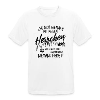 Leg dich nicht mit Herrchen an - Hunde Gassi gehen - Männer T-Shirt atmungsaktiv - Weiß - Vorne - AI Model Male 185 dark (185cm)