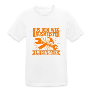 Aus Dem Weg Hausmeister Im Einsatz Hauswart - Männer T-Shirt atmungsaktiv - Weiß - Vorne - AI Model Male 185 dark (185cm)
