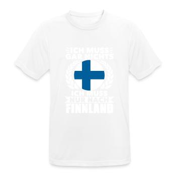 Ich Muss Gar Nichts Ich Muss Nur Nach Finnland - Männer T-Shirt atmungsaktiv - Weiß - Vorne - AI Model Male 185 dark (185cm)