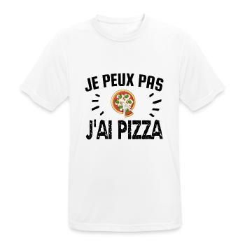 je peux pas j'ai pizza - T-shirt respirant Homme - blanc - Devant - AI Model Male 185 dark (185cm)