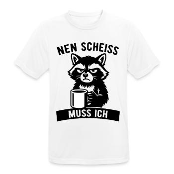 Raton laveur effronté - je m’en fous - café - T-shirt respirant Homme - blanc - Devant - AI Model Male 185 dark (185cm)