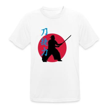 samurai_strength_victory_sword_3c - Männer T-Shirt atmungsaktiv - Weiß - Vorne - AI Model Male 185 dark (185cm)