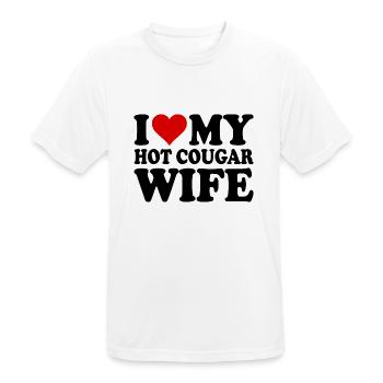 I love my hot cougar wife - T-shirt respirant Homme - blanc - Devant - AI Model Male 185 dark (185cm)