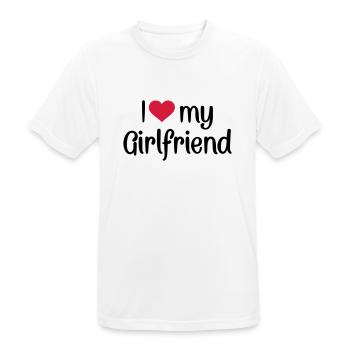 I love my girlfriend - T-shirt respirant Homme - blanc - Devant - AI Model Male 185 dark (185cm)