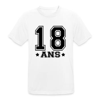 18 ANS,âge,numéro - T-shirt respirant Homme - blanc - Devant - AI Model Male 185 dark (185cm)