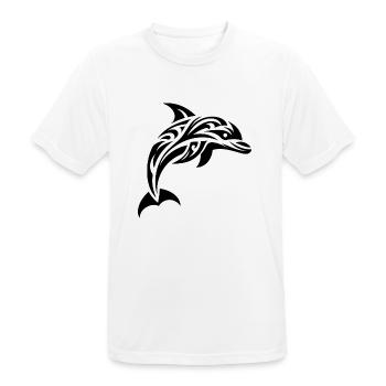 Springender süßer Tattoo Delfin - Männer T-Shirt atmungsaktiv - Weiß - Vorne - AI Model Male 185 dark (185cm)
